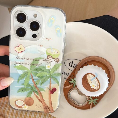 夏日沙滩风椰子树适用iPhone17/17promax手机壳16promax光面磁吸壳13苹果14Pro全包壳15Pro