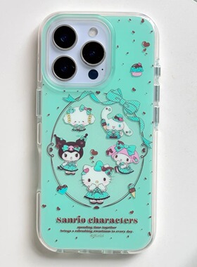 少女心薄荷巧克力Kitty库洛米美乐蒂适用iPhone17/17promax手机壳16promax光面壳13苹果14Pro全包壳15Pro