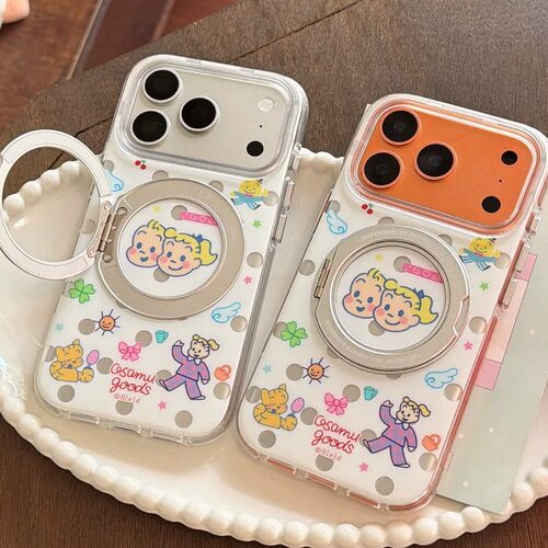 可爱波点男孩女孩适用iPhone17/17promax手机壳16promax磨砂面磁吸圈苹果16Pro全包壳15Pro