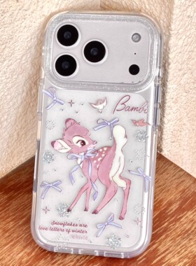 冬日雪花可爱小鹿斑比适用iPhone17/17promax手机壳16promax光面壳13苹果14Pro全包壳15Pro
