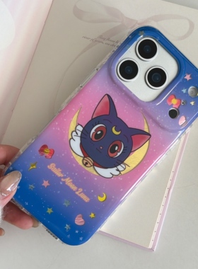 可爱卡通月亮露娜猫适用iPhone17/17promax手机壳16promax光面壳13苹果14Pro全包壳15Pro