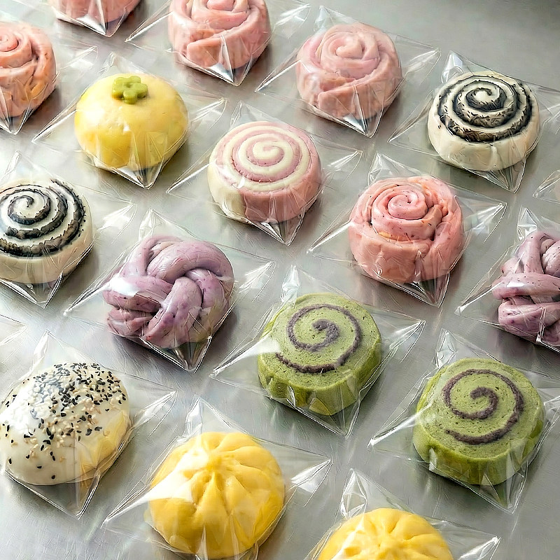 新中式馒头包装袋养生自封自粘食品级透明单个装专用烘焙摆摊商用