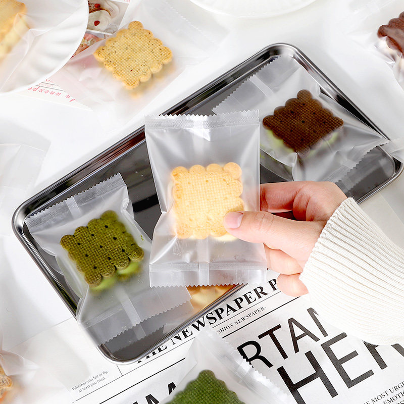 透明磨砂白脱饼干包装袋机封袋饼干糖果烘焙曲奇司康单独立小袋子