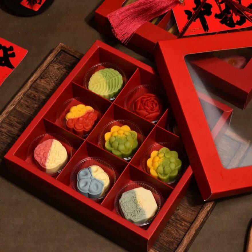 2025新款月饼礼盒高端中秋养生馒头包装开窗透明九宫格中式送礼