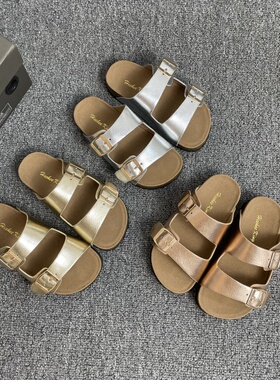 女童博肯凉鞋夏季新款防滑软底儿童软木一字拖鞋休闲外穿沙滩鞋潮