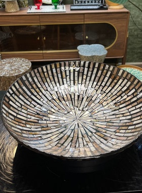 全紫金鲍大碗水果托盘糖果零食收纳托盘年货收纳盘果盘精致灰色