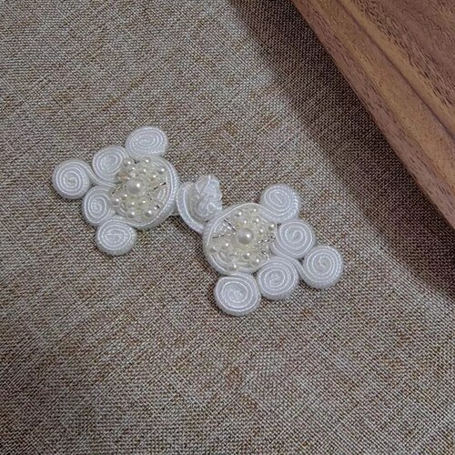 中式旗袍盘扣手缝仿珍珠白色纽扣改装汉服唐装服装配饰设计师纽扣