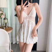 2026春夏季 纯欲风性感睡衣女镂空立体烧花蕾丝性感吊带睡裙 新款