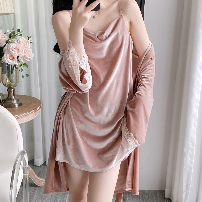女款秋冬金丝绒睡衣高级感