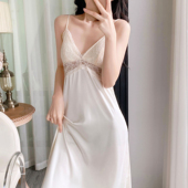 家居服 长裙欲风性感带胸垫长款 新款 冰丝吊带睡裙女春秋季