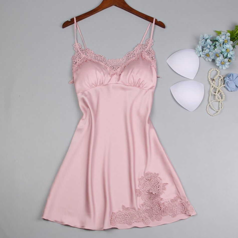 睡衣女夏吊带睡裙性感蕾丝带胸垫韩版聚拢修身冰仿真丝绸家居服|ruв категории Нижнее белье, платье - от Buy2taobao.com для оказания профессиональной услуги покупки агента Taobao