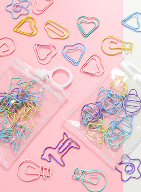 金属糖果色曲别针创意可爱回形针学生书签办公用品彩色小动物套装