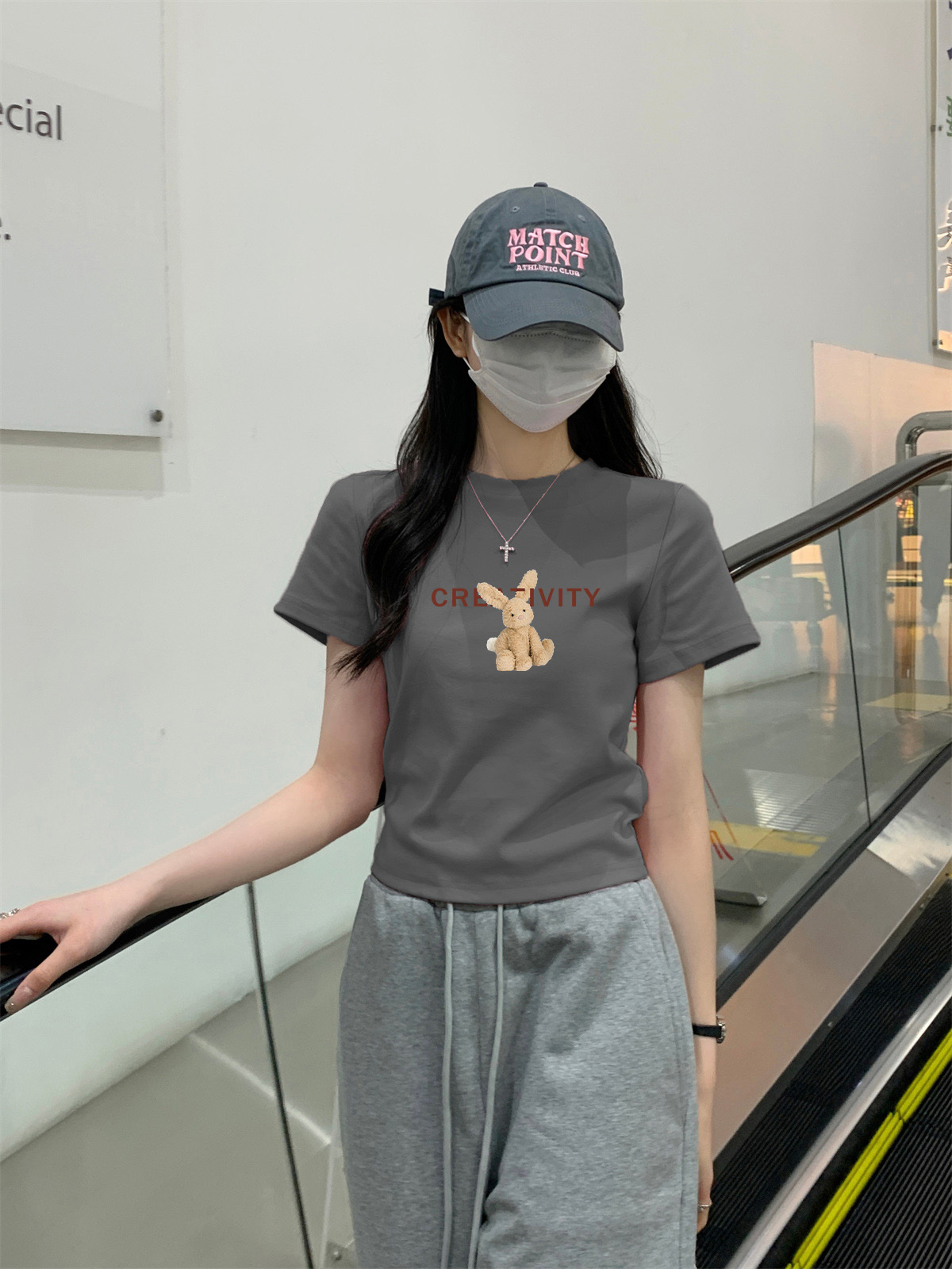 正肩修身型体恤显瘦圆领T恤纯棉