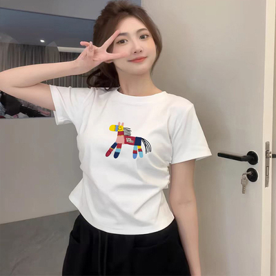 小个子150修身短袖t恤女纯棉上衣