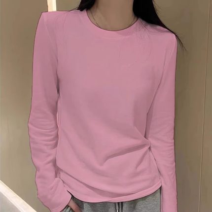 长袖打底衫女秋冬内搭可外穿2025新款高级感修身显瘦t恤纯棉上衣