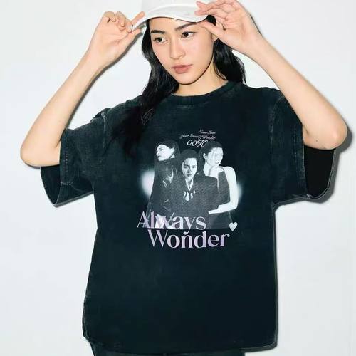 泰星Ling邝玲玲alwayswonder2025夏季新款水洗黑生日周边短袖潮