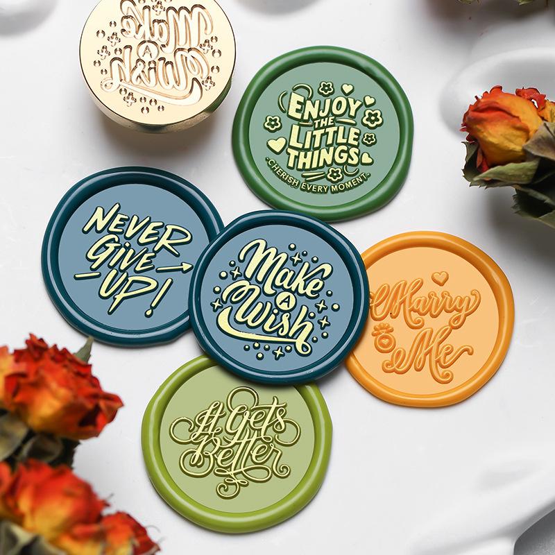 2.5cm新英文系列火漆印章头实心黄铜雕刻手账DIY密封信封婚礼请柬