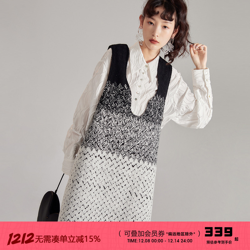 有耳uare叠穿针织马甲背心裙