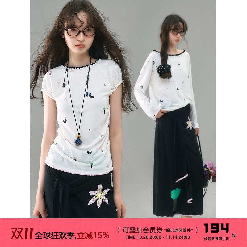 有耳uare原创长短袖兔子印花T恤