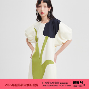 泡泡袖 小众设计新中式 高级感连衣裙 艺术郁金香 有耳uare原创设计