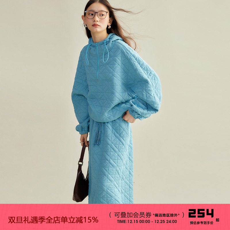 有耳uare原创设计 Athflow休闲连帽夹棉肌理卫衣套装