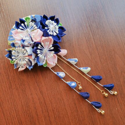 手工Lolita和风汉服和服花朵樱花扇子铃铛流苏少女头饰发饰发夹