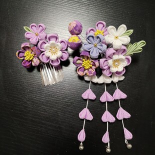 和风手工日系花朵流苏吊片边夹发夹头饰