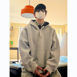 春季重磅420g套头连帽卫衣男生简约百搭宽松情侣春秋款青少年外套