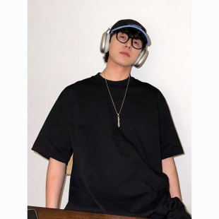 T恤男生简约百搭情侣宽松纯棉打底衫 夏季 280G重磅精梳棉纯色短袖