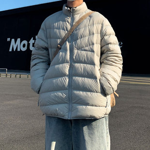 冬季2025新款90白鸭绒羽绒服男生排骨轻薄情侣款潮流宽松羽绒外套