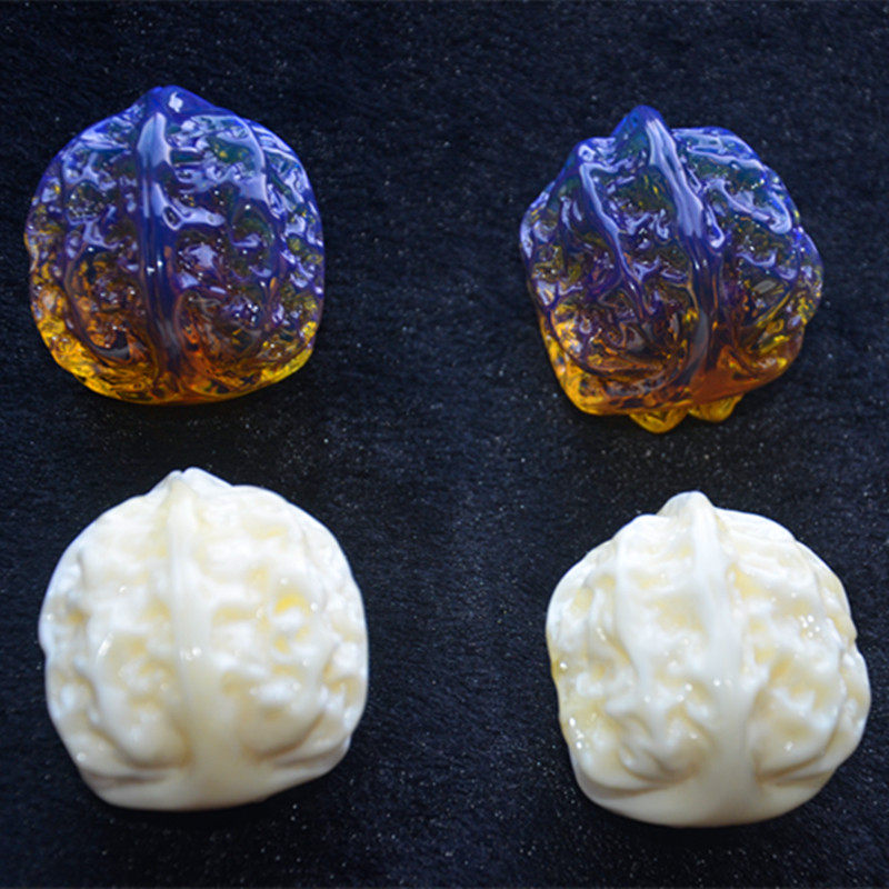多米尼加蓝珀纯手工雕刻文玩保健核桃白蜜蜡琥珀盘玩把玩件三棱球
