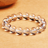 天然白水晶圆珠手链透明珠子7A级纯净体五行补金手串集中注意力