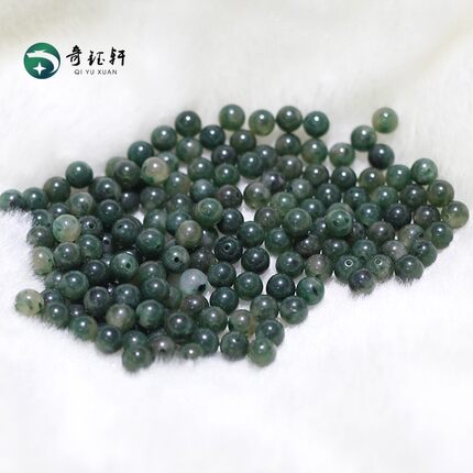 奇钰轩 南阳独山玉 天然天蓝独山玉圆珠子散珠手串手链配饰