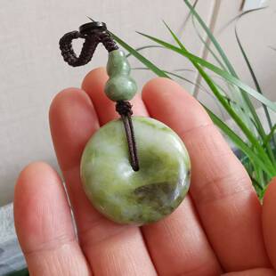 天然南阳独山玉平安扣吊坠汽车钥匙扣挂坠玉石男女款手工编织挂饰