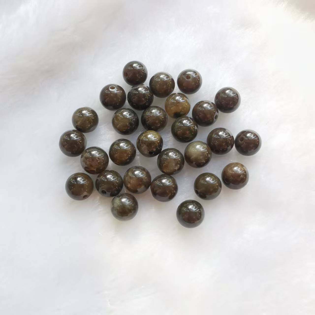 奇钰轩 天然南阳独山玉酱紫色圆珠散珠手工DIY配件手串手链10MM