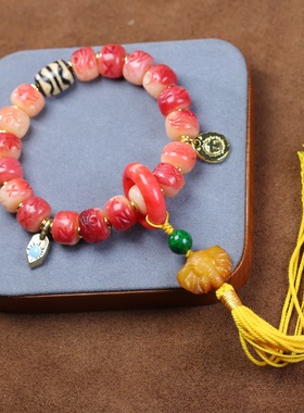 血料骆驼骨雕刻阿呆手链文玩饰品