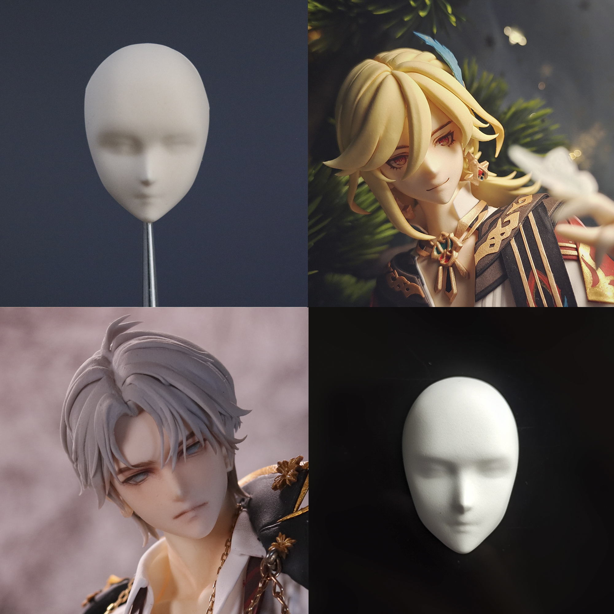 猫素超轻粘土男脸正比脸模 二次元2.5次元游戏动漫脸型