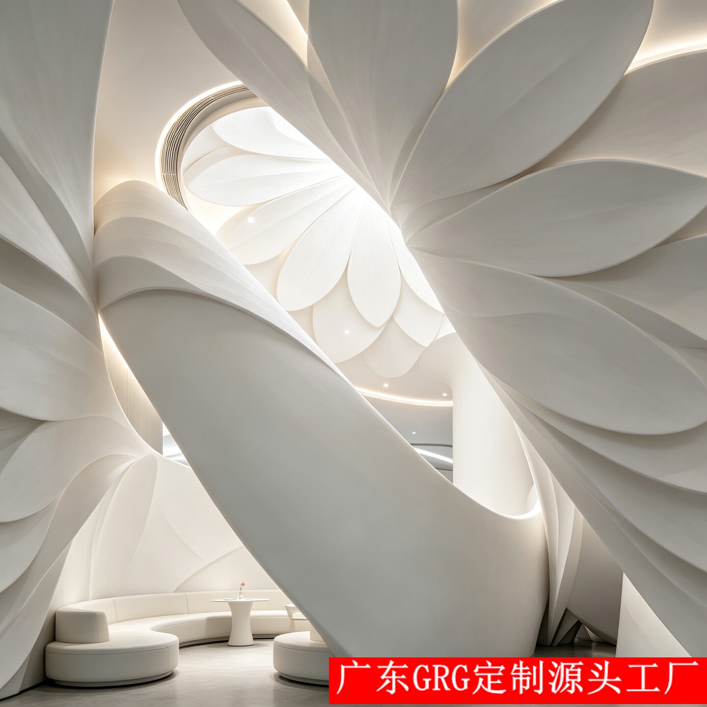 广东GRG定制弧形天花造型异形吊顶装饰材料高端餐厅空间设计墙面