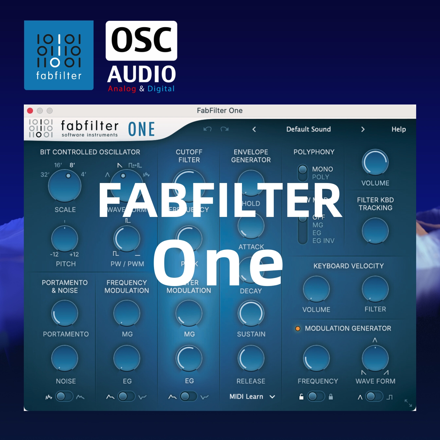 正版 FabFilter肥波 One 经典减法合成器 三振荡器 低音合成