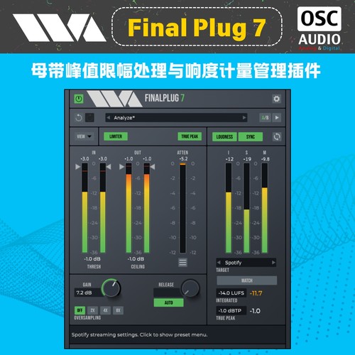 正版Wave Arts FinalPlug 7母带峰值限幅处理与响度计量管理插件