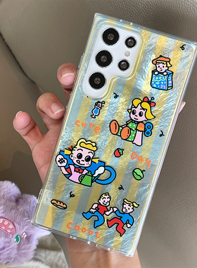 可爱韩版小清新卡通适用于三星S24手机壳S23+ S24ultra保护壳软边硬壳亚克力双面IMD保护套原田治
