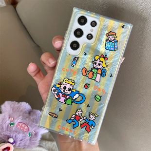 可爱韩版小清新卡通适用于三星S24手机壳S23+ S24ultra保护壳软边硬壳亚克力双面IMD保护套原田治