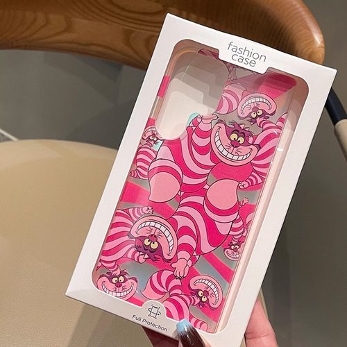 三星S24ultra亚克力粉条纹卡通猫