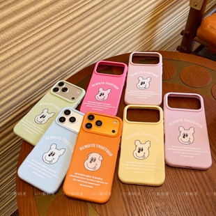 14可爱防摔保护壳套硅胶小狗软壳ins爆款 原创韩国网红卡通粉蓝情侣壳马卡龙苹果17ProMax手机Apple17E