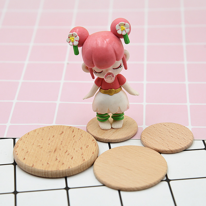 超轻粘土榉木质底座盲盒娃娃diy作品人偶站立底盘粘土手工diy装饰