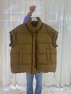 立领加厚90%白鸭绒马甲羽绒背心 宽松短款 欧洲站2025秋冬新品 大码