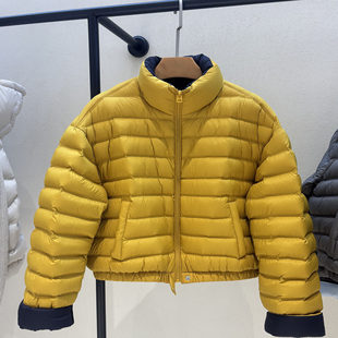 撞色内衬洋气短款 时尚 羽绒服90%白鸭绒外套上衣 新品 高货2025冬装