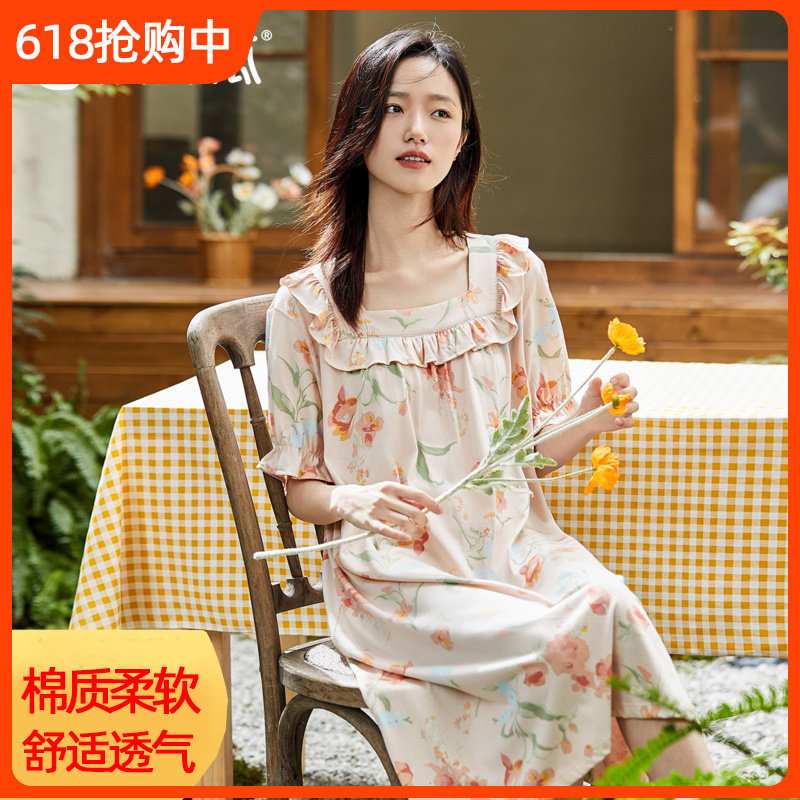 顶瓜瓜女士木耳边方领套头短袖纯
