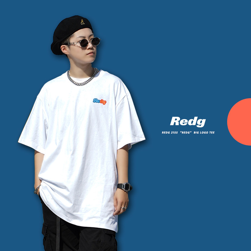 REDG 2021夏季新款简约字母印花白色圆领常规短袖t恤宽松版型包邮
