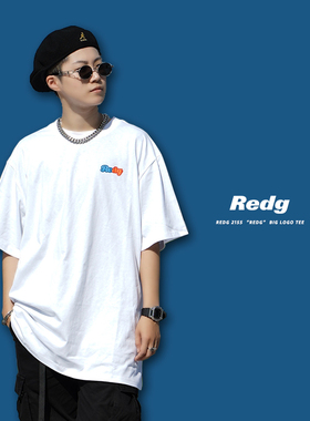 REDG 2021夏季新款简约字母印花白色圆领常规短袖t恤宽松版型包邮